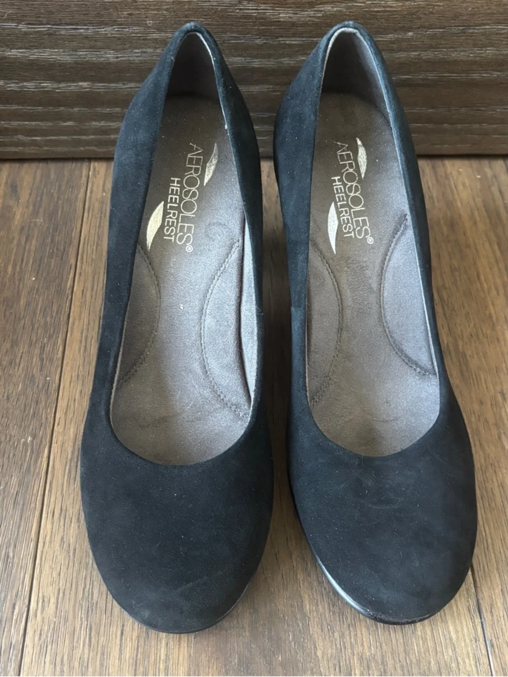 Aerosoles Heelrest Tapestry Black Suede Classic Heels Pumps Women's US 7